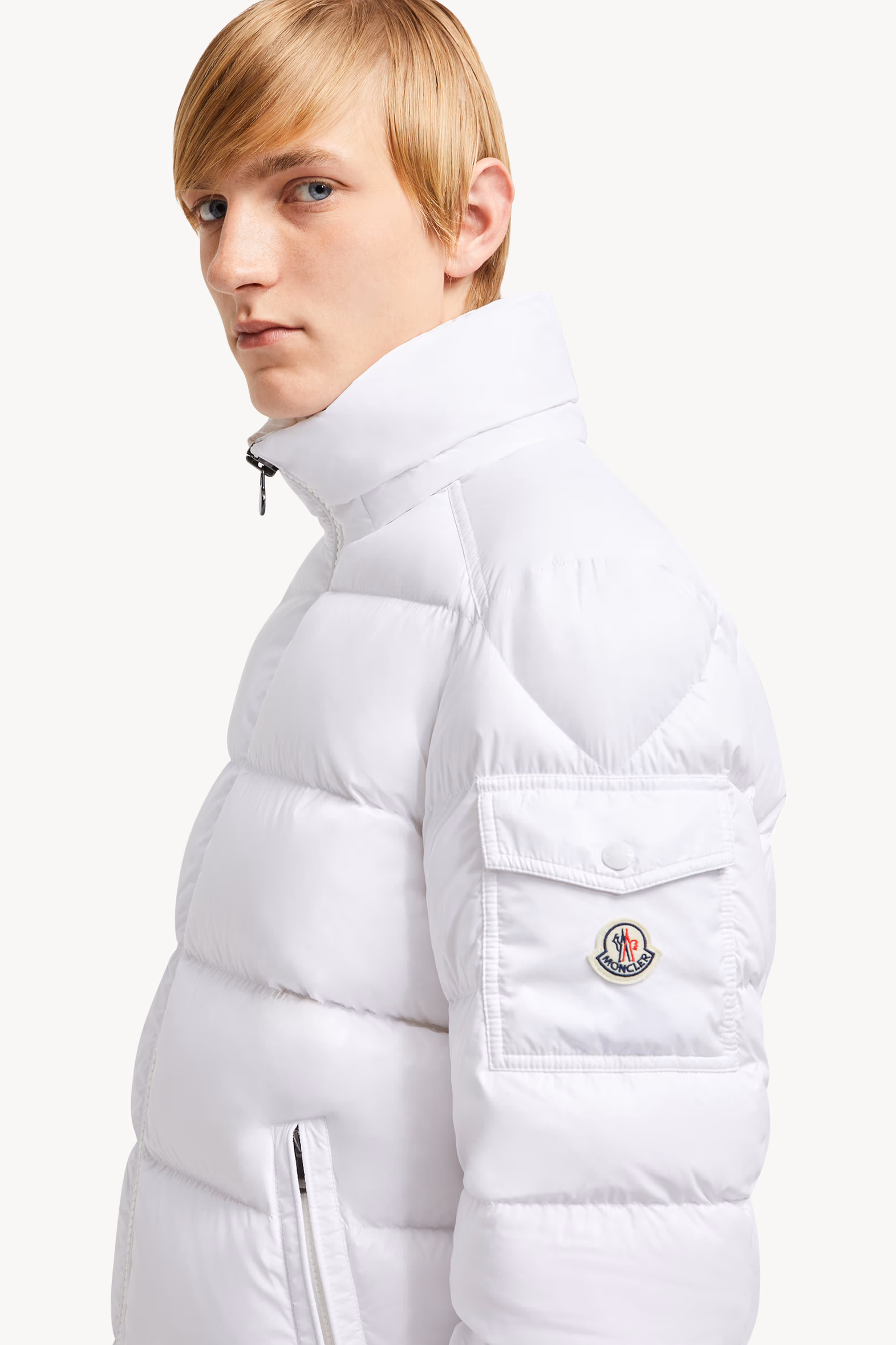 Moncler Maya Hooded Short Down Jacket Men White Moncler 7